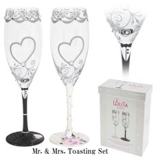 画像2: 【地域限定 送料無料】【LOLITA ロリータ ワイングラス Mr. & Mrs. Toasting Set 】2個セット ハンドペイントグラス ポップ キュート ワイン グラス  プレゼント 女性 誕生日 クリスマス 贈り物 おしゃれ ギフト 贈り物 結婚記念日 結婚祝い 友達 女 バースデー 20歳  バースデープレゼント 卒業 (2)